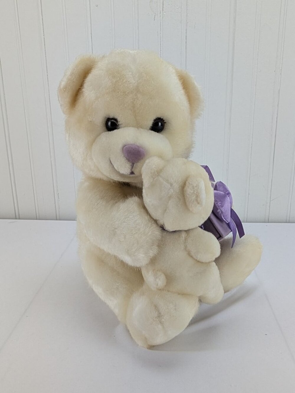 RBI Ron Banafato Cream Teddy with Baby Bear Gift Box Plush 12" Stuffed Animal